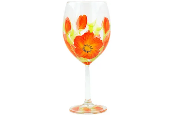 15 oz Wine Glass - Frosty Poppies