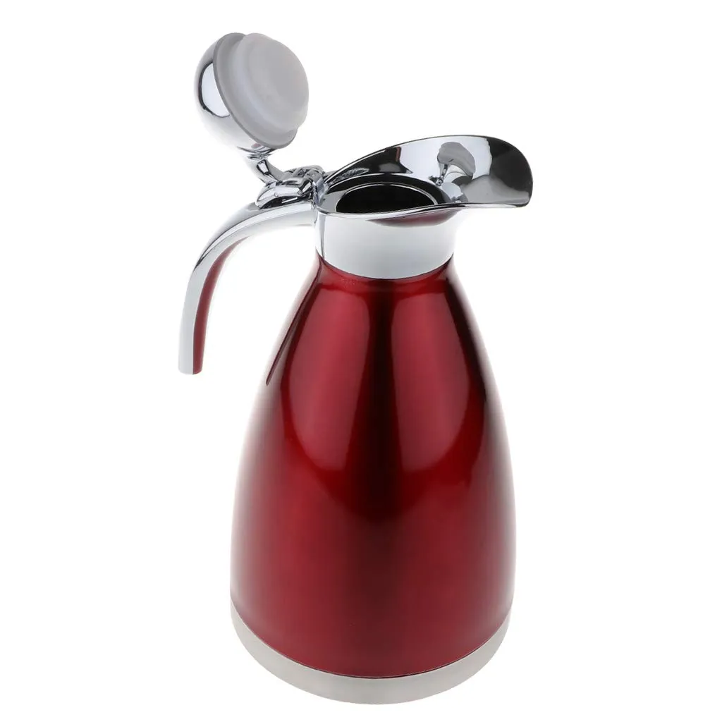 1.5L Stainless Steel Double Wall Insulated Coffee Carafe Tea Kettle Red