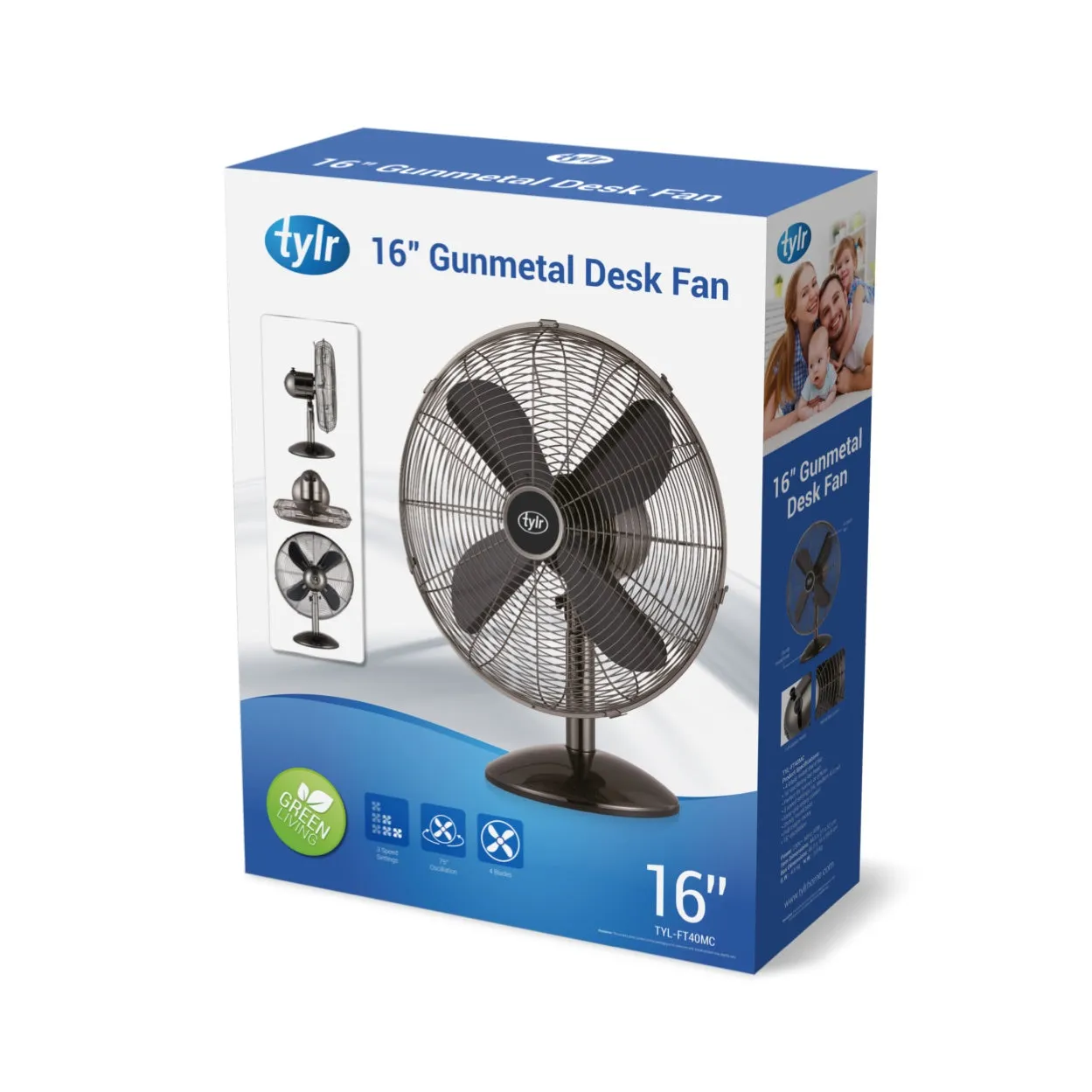 16" Gunmetal Desk Fan