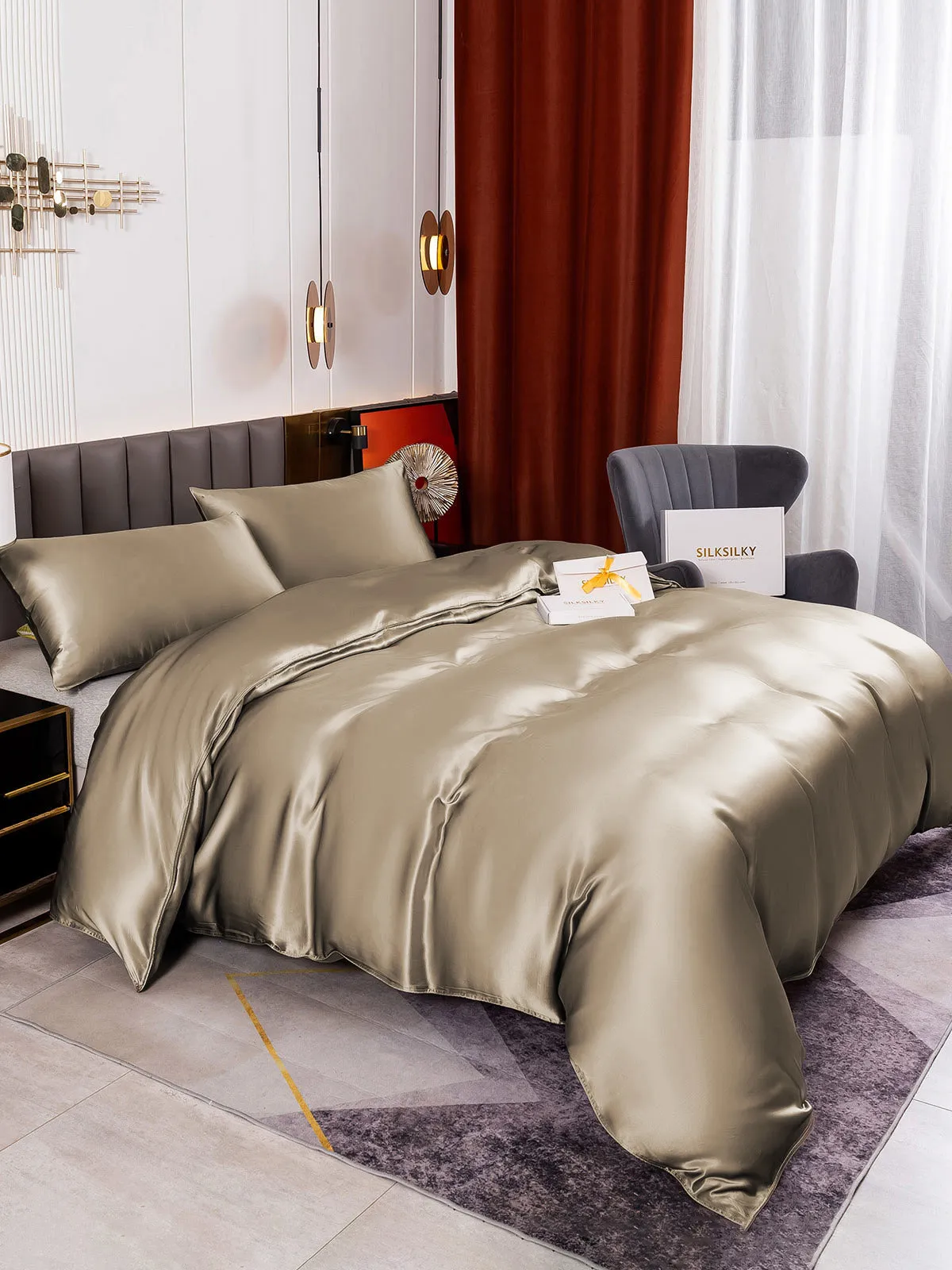 19Momme 3Pcs Silk Set Duvet Cover 2x Pillowcases