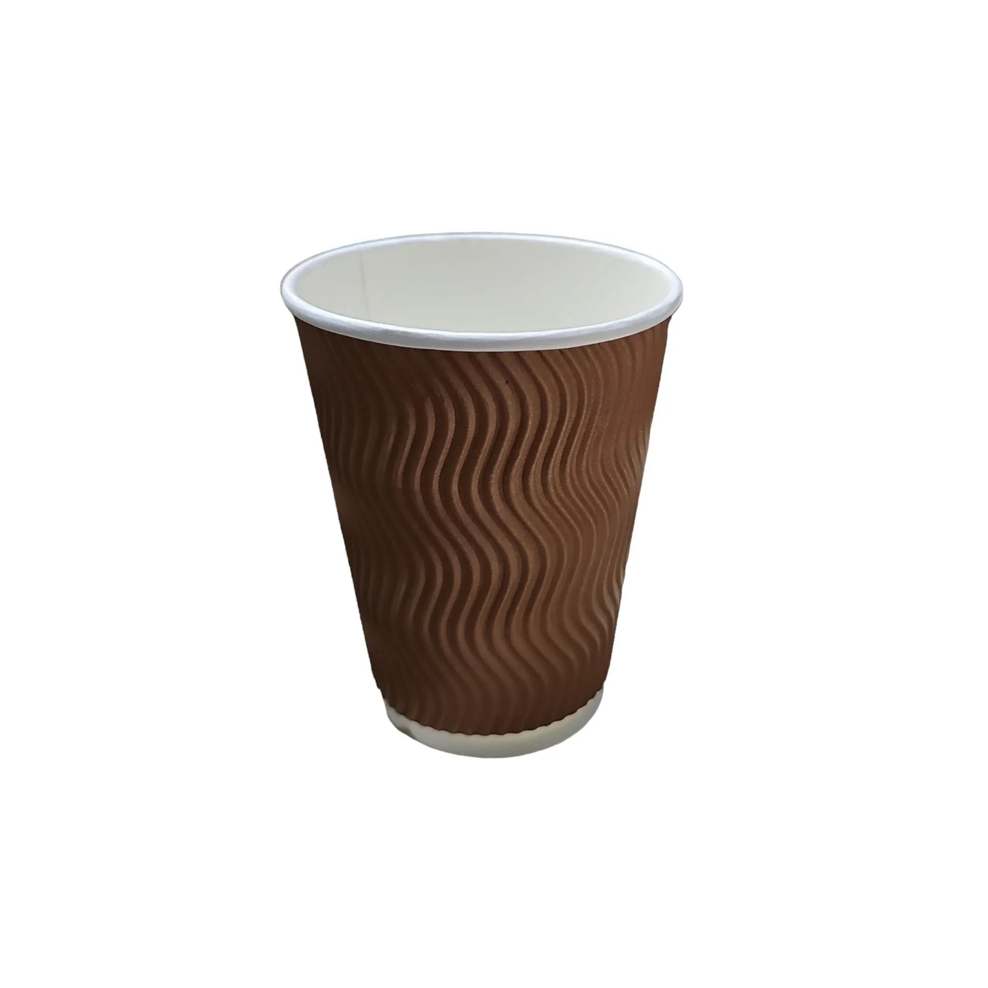 240ml Disposable Ripple Coffee Cup Brown 25pack