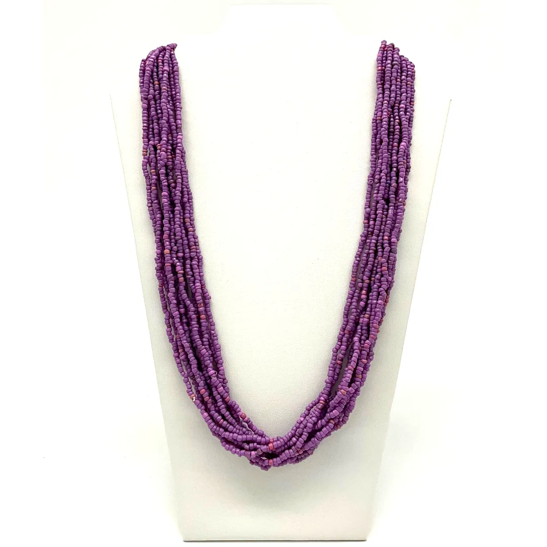 27" Matte Purple Glass Bead Necklace (Dozen)