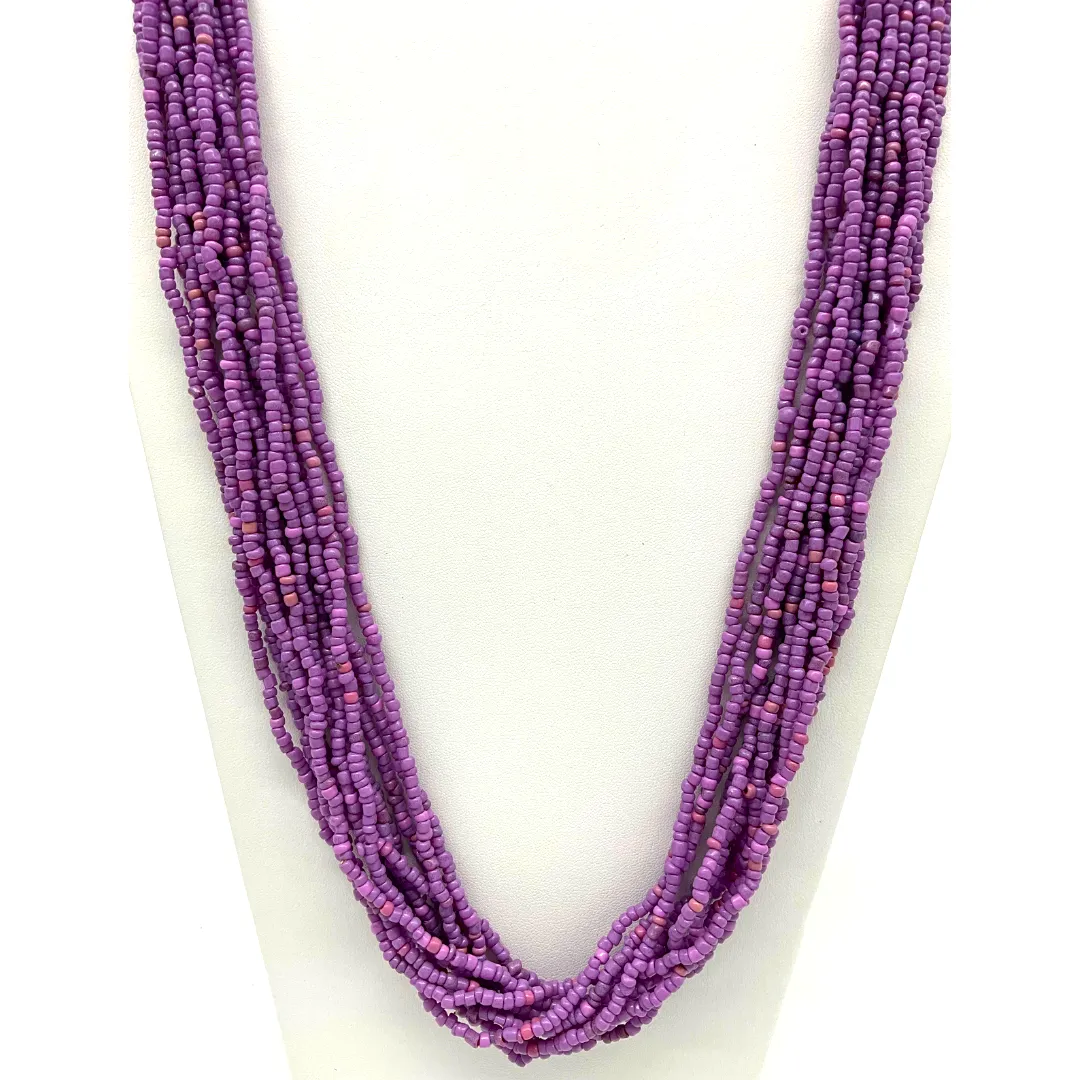 27" Matte Purple Glass Bead Necklace (Dozen)