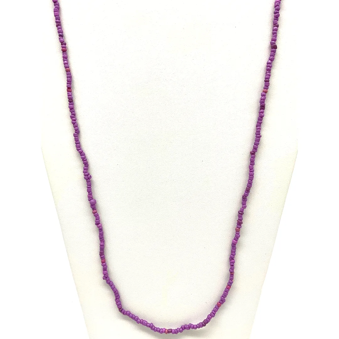 27" Matte Purple Glass Bead Necklace (Dozen)