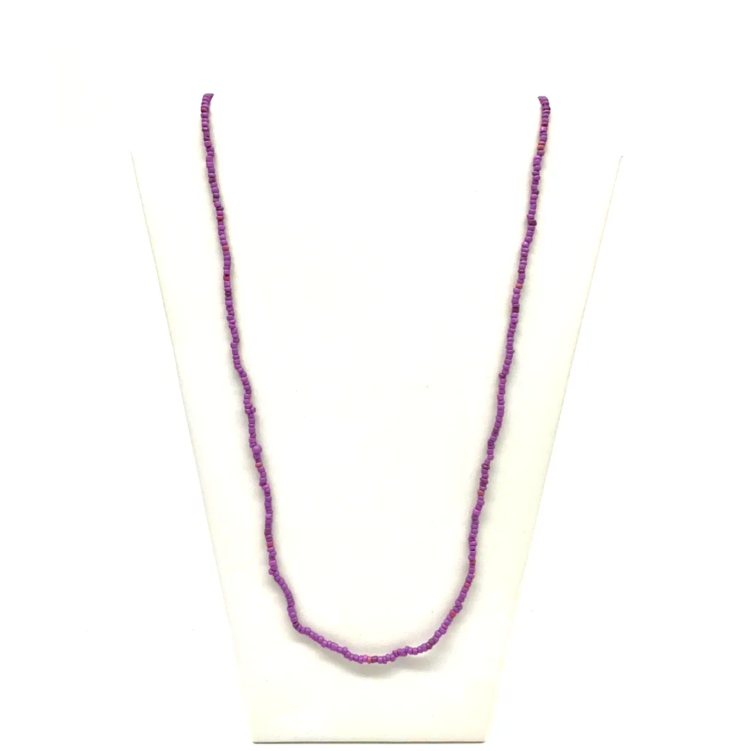 27" Matte Purple Glass Bead Necklace (Dozen)