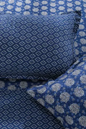 3 Indigo Ikkat Cotton Bedsheet