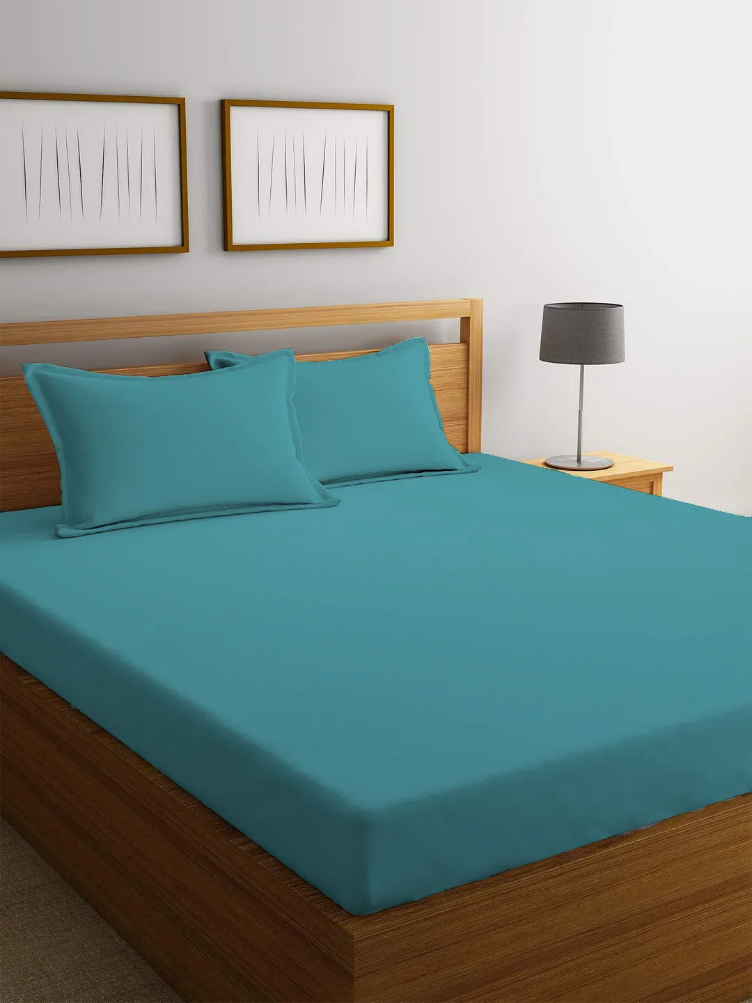 3 Piece Fitted Sheet Set Super Soft Teal Single Size 90x200 20cm with 2 Pillow Case