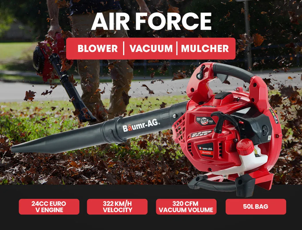 322km/h Cordless 3in1 Leaf Blower Vacuum Mulcher 24cc Baumr-AG