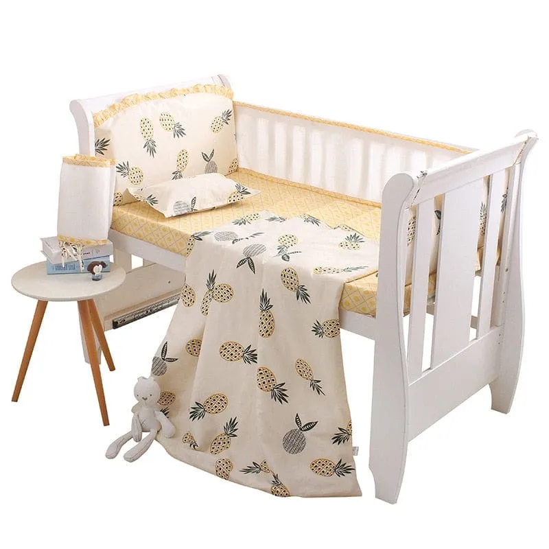 5 PC Set Baby Crib Bedding Sets - Crown Yellow