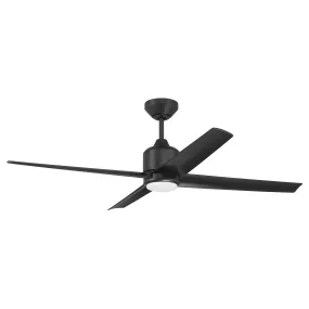 52" Quell Fan, Flat Black Finish, Flat Black Blades. LED Light, WIFI and Control Included