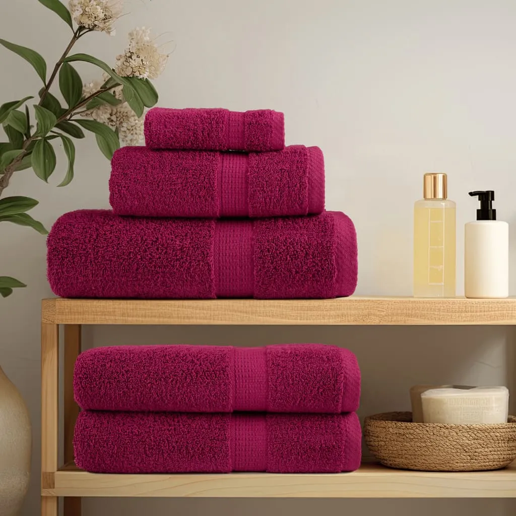 6 Piece Premium Towel Set Bordeaux 600 gsm 100% Cotton