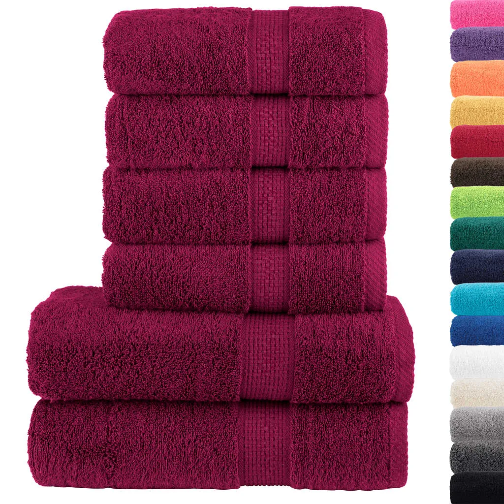 6 Piece Premium Towel Set Bordeaux 600 gsm 100% Cotton