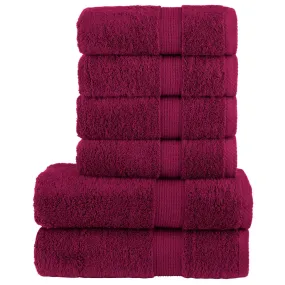 6 Piece Premium Towel Set Bordeaux 600 gsm 100% Cotton