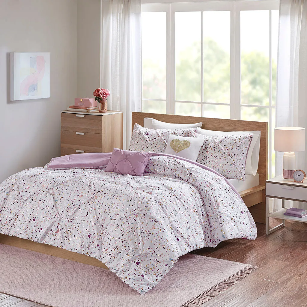 Abby Metallic Printed and Pintucked Comforter by Intelligent Design