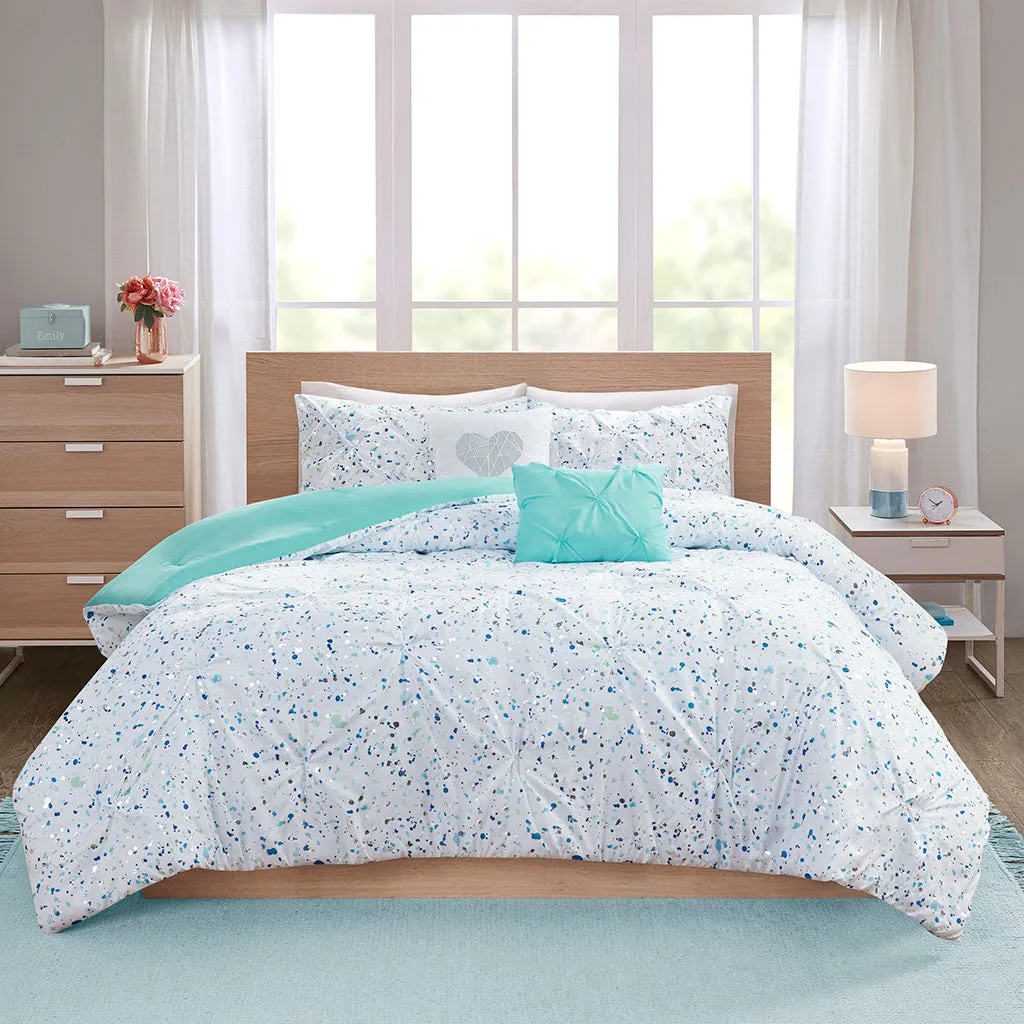 Abby Metallic Printed and Pintucked Comforter by Intelligent Design