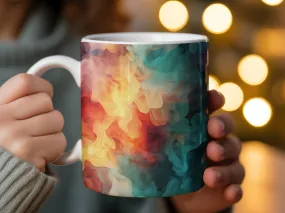 Abstract Art Coffee Mug, Colorful Swirls Tea Cup, Unique Kitchen Decor, Artist Designed Drinkware, Gift Idea, Office Desk Accessory