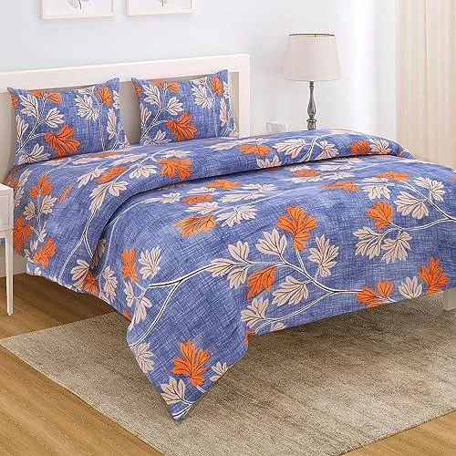 AC Comforter and Bedding Set for Double Bed, Carolina Blue Budding Leaves