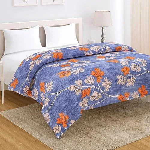 AC Comforter and Bedding Set for Double Bed, Carolina Blue Budding Leaves