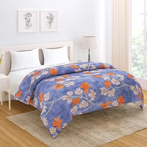 AC Comforter and Bedding Set for Double Bed, Carolina Blue Budding Leaves