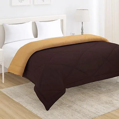 AC Comforter for Double Bed, Ceder Brown & Natural Beige