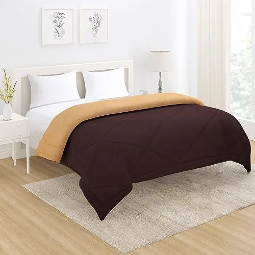 AC Comforter for Double Bed, Ceder Brown & Natural Beige