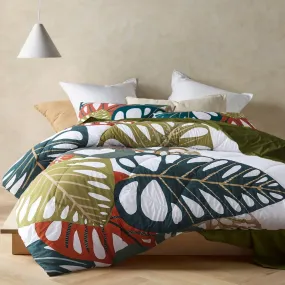 Accessorize Monstera Digital Printed 3 Piece Comforter Set