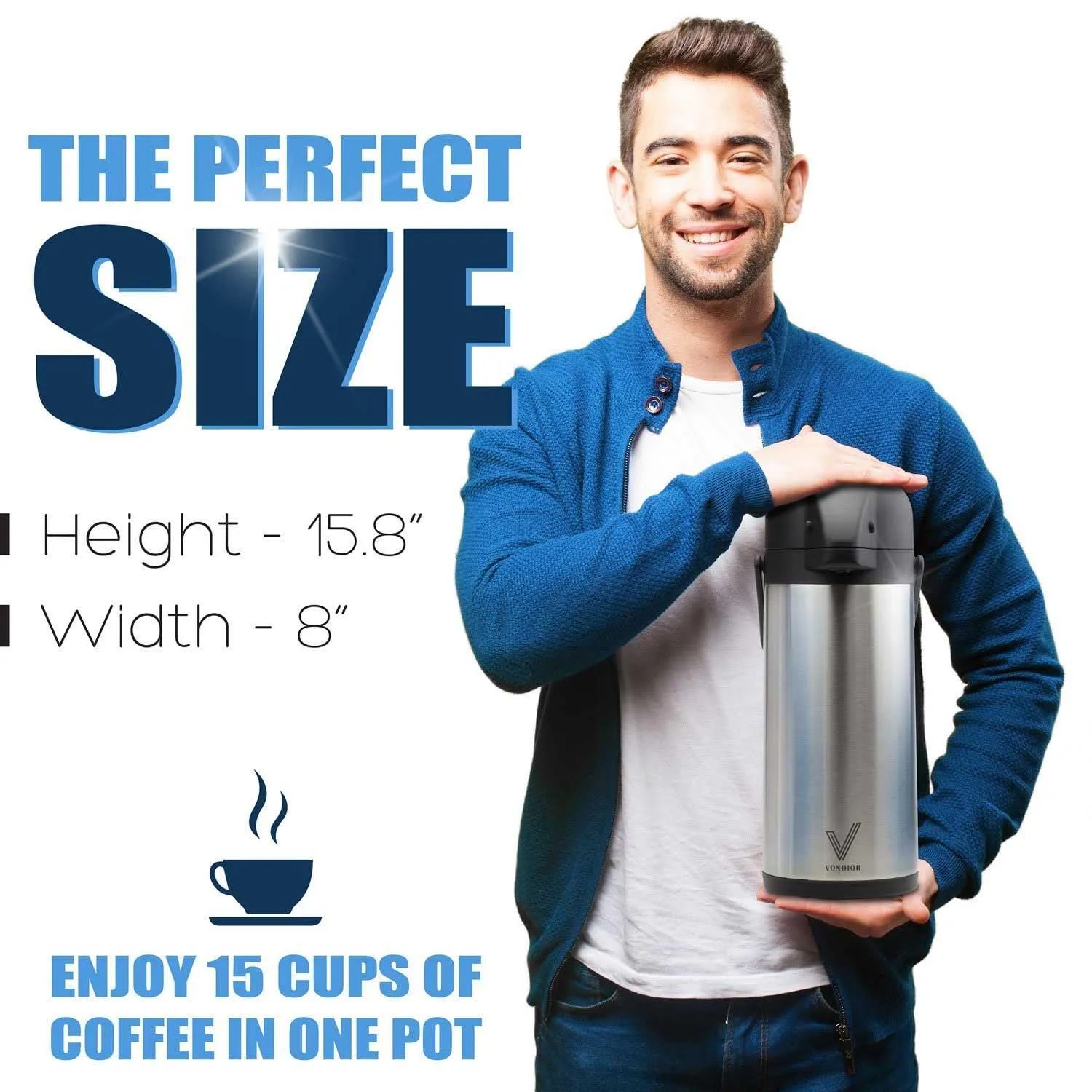 Airpot Coffee Dispenser with Pump - 102 oz Insulated Stainless Steel Coffee Carafe - Thermal Beverage Dispenser - Thermos Urn for Hot/Cold Water, Party Chocolate Drinks