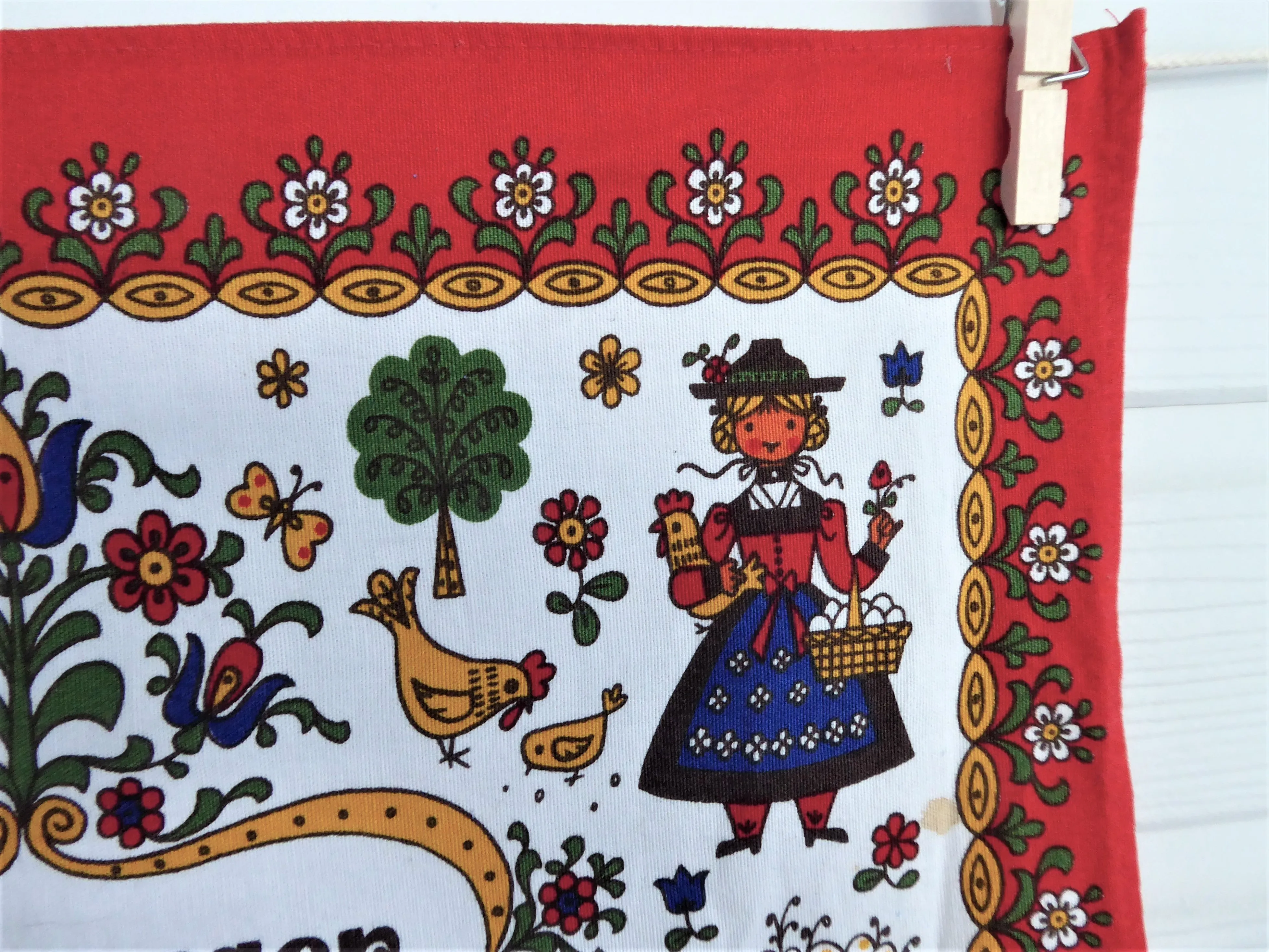 Austrian Tea Towel Salzburger Nockerl Recipe Dish Towel 1980s Cotton Folk Art