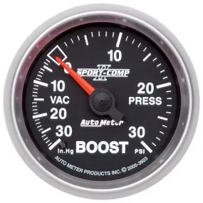 AutoMeter 3603 GAUGE; VAC/BOOST; 2 1/16in.; 30INHG-30PSI; MECHANICAL; SPORT-COMP II