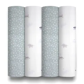 Baby Elegance 4 pack Muslin Swaddles Safari - 80 x 80cm