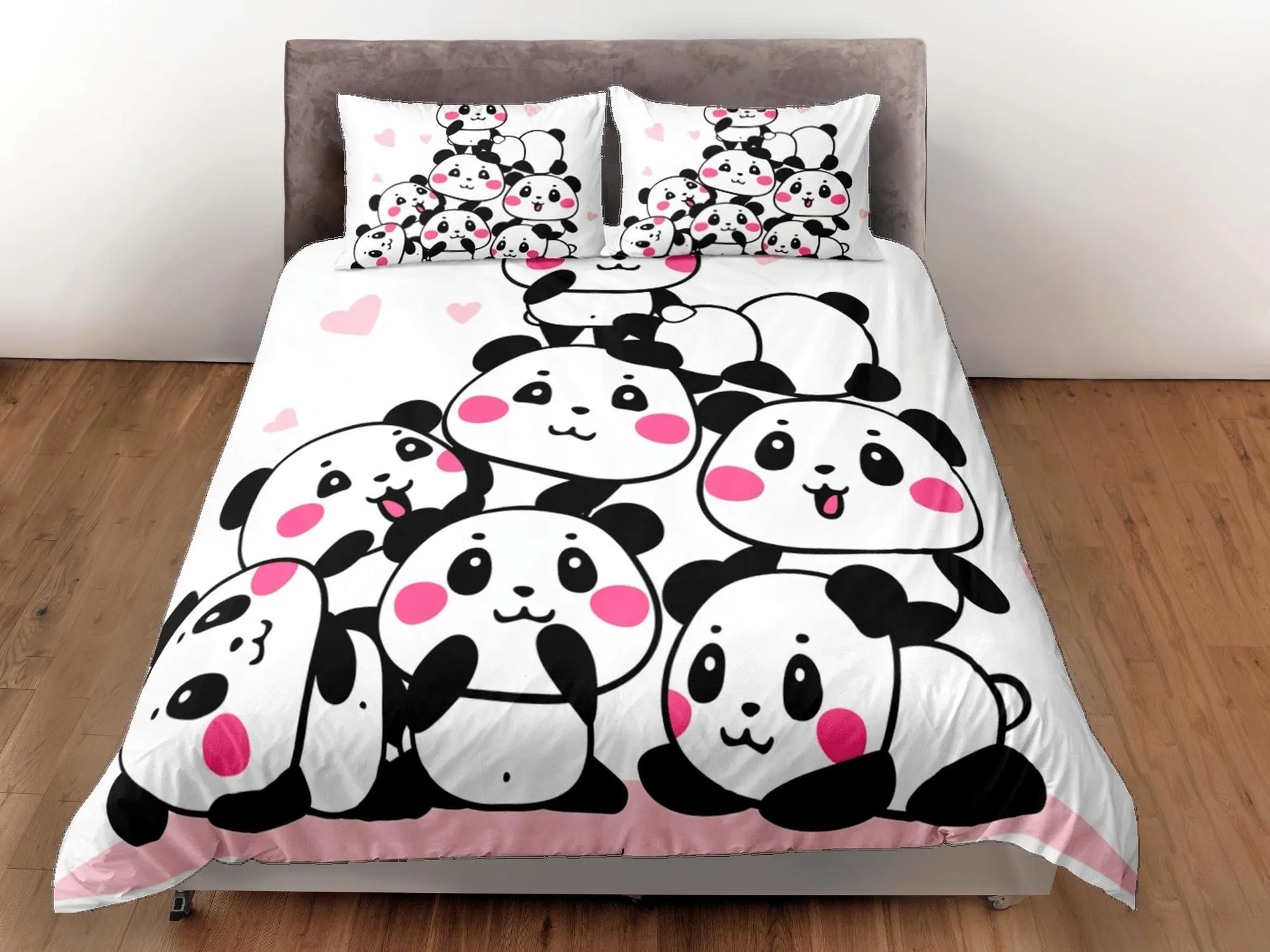 Baby panda club duvet cover for kids, bedding set full, king, queen, dorm bedding, toddler bedding, aesthetic bedspread, panda lovers gift