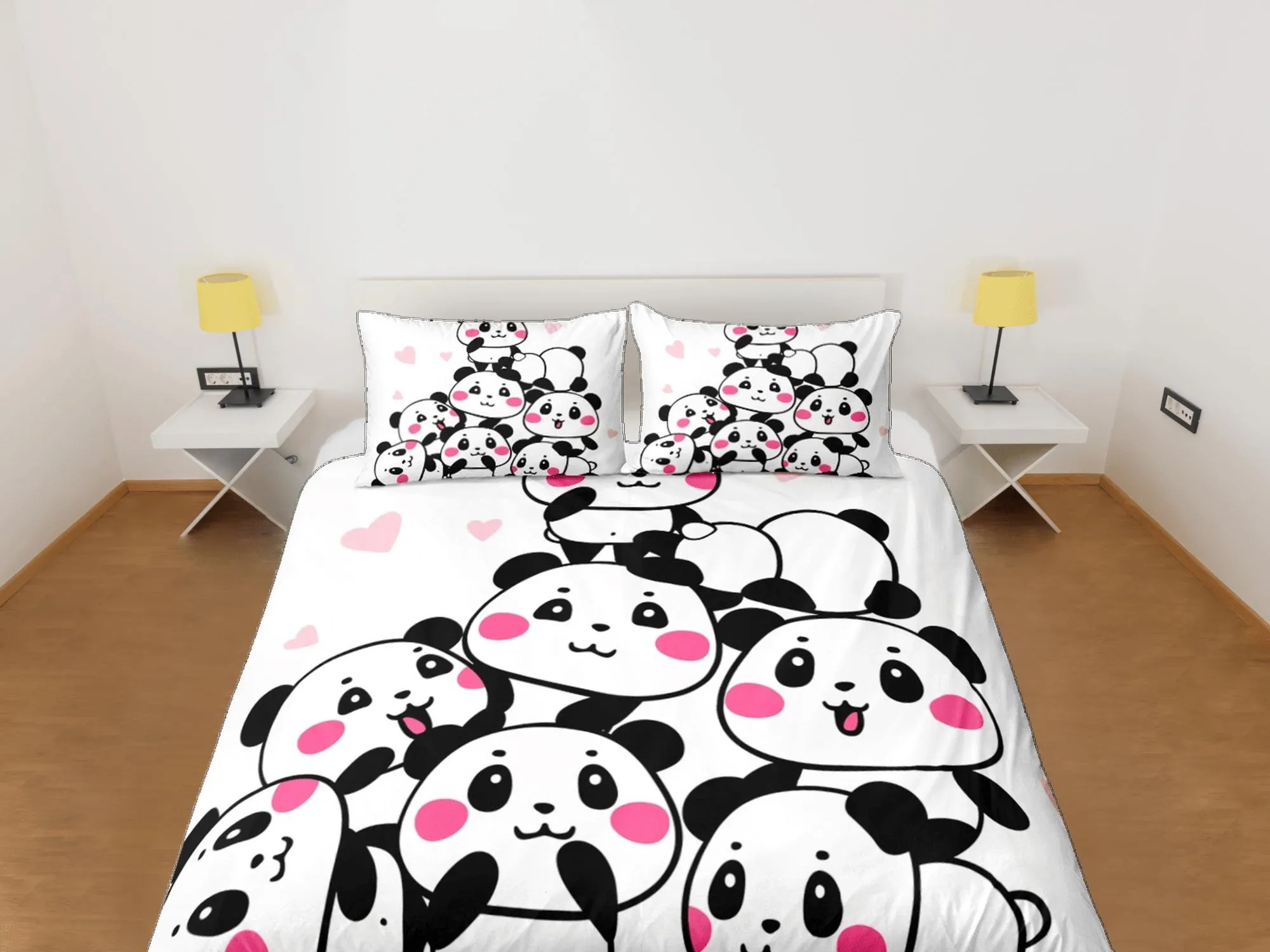 Baby panda club duvet cover for kids, bedding set full, king, queen, dorm bedding, toddler bedding, aesthetic bedspread, panda lovers gift