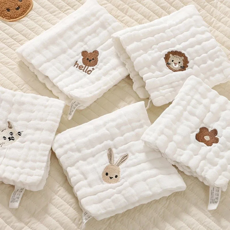 Baby Square Towel 6 Layers Cotton Handkerchief Face Towel Washcloth Gauze Towel Burp Cloths Bathing Feeding Bib Drooling Bib