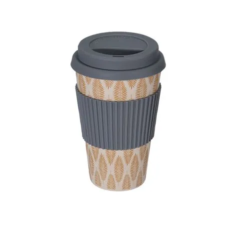 Bamboo Coffee Cup with Silicone Lid & Heat Grip Eco Friendly