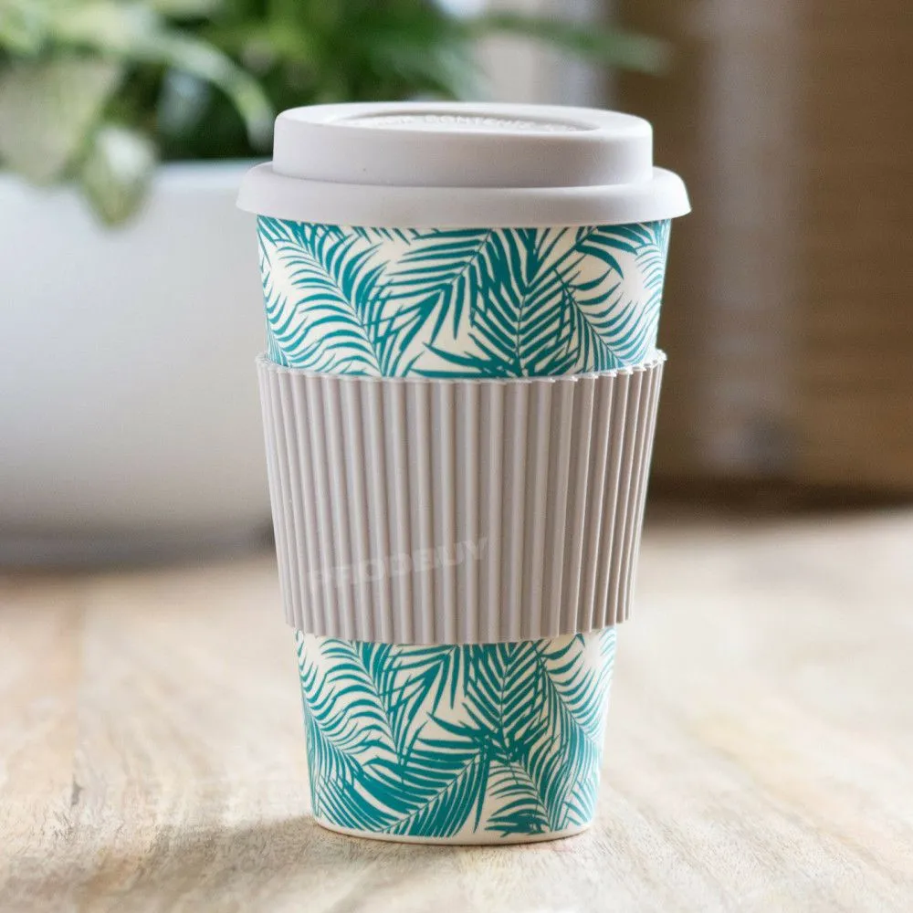 Bamboo Coffee Cup with Silicone Lid & Heat Grip Eco Friendly