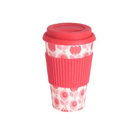 Bamboo Coffee Cup with Silicone Lid & Heat Grip Eco Friendly