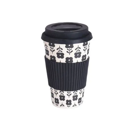 Bamboo Coffee Cup with Silicone Lid & Heat Grip Eco Friendly