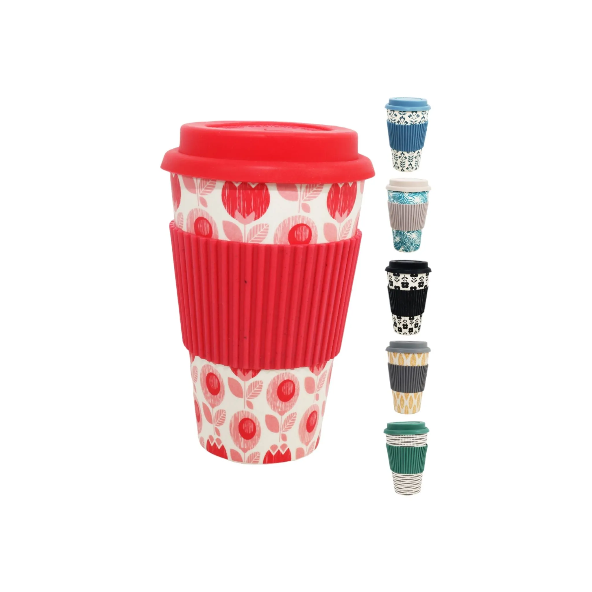 Bamboo Coffee Cup with Silicone Lid & Heat Grip Eco Friendly