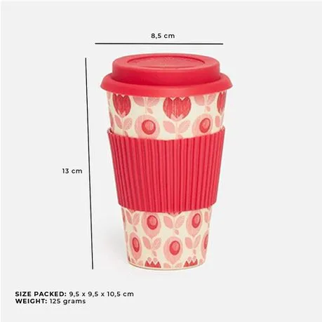 Bamboo Coffee Cup with Silicone Lid & Heat Grip Eco Friendly