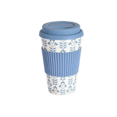 Bamboo Coffee Cup with Silicone Lid & Heat Grip Eco Friendly