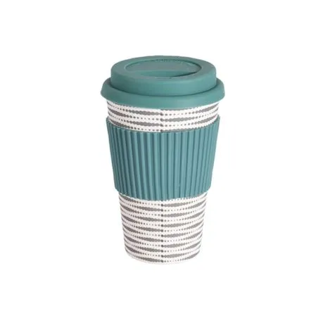 Bamboo Coffee Cup with Silicone Lid & Heat Grip Eco Friendly