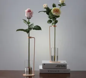 Baylor - Modern Nordic Iron Tabletop Vase with Glass Cup