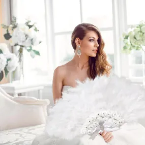 Beautiful Fancy and Elegant Feather and Lace Bridal Fans