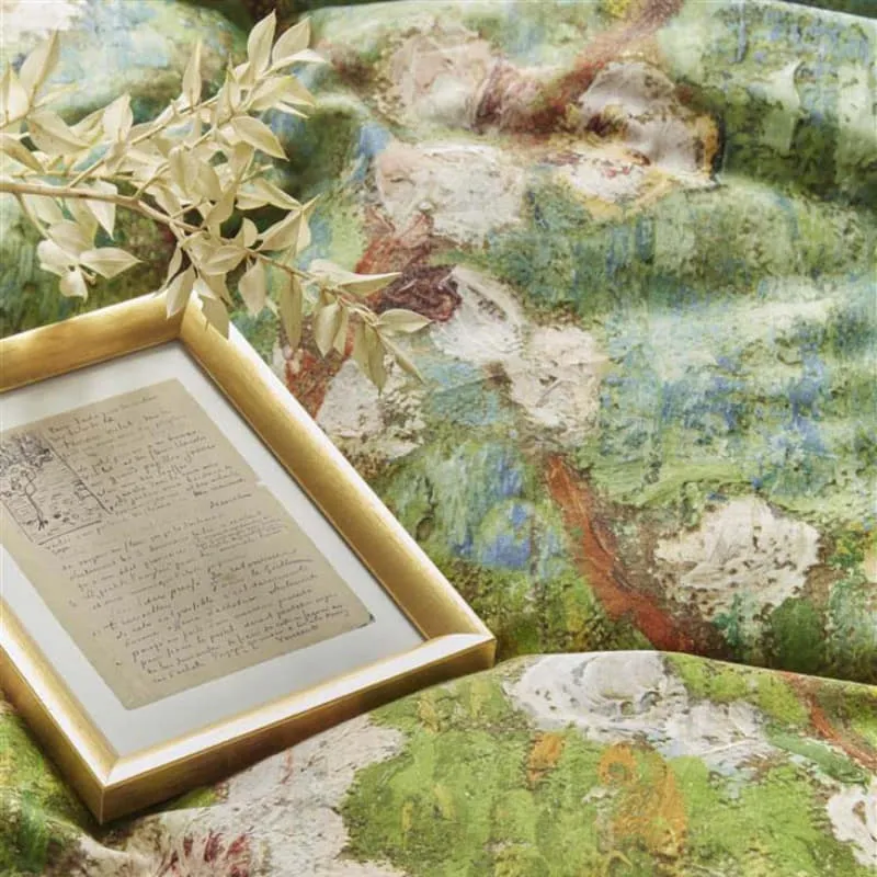 Bedding House Van Gogh Peach Trees Cotton Sateen Green Quilt Cover Set