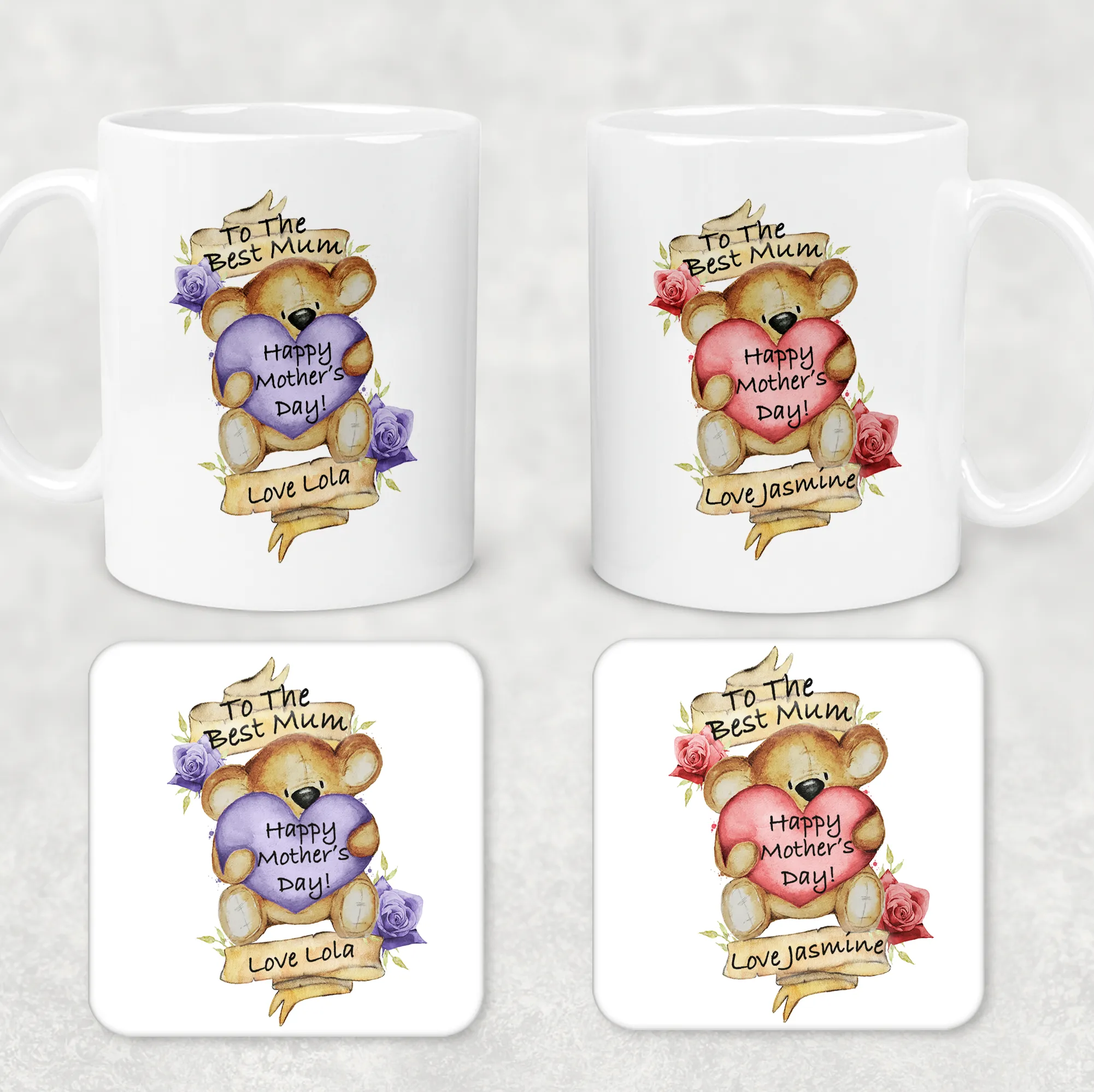 Best Mum Teddy Mother's Day Personalised Mug & Coaster