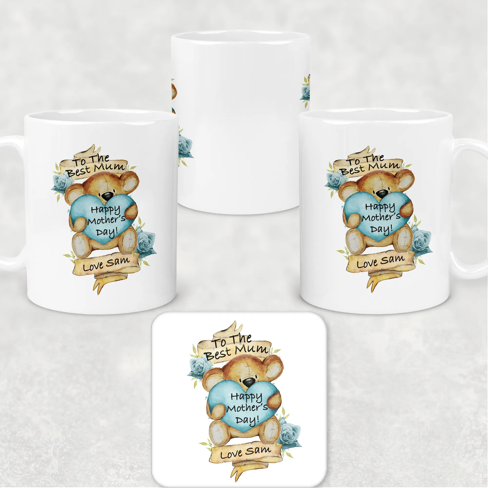 Best Mum Teddy Mother's Day Personalised Mug & Coaster