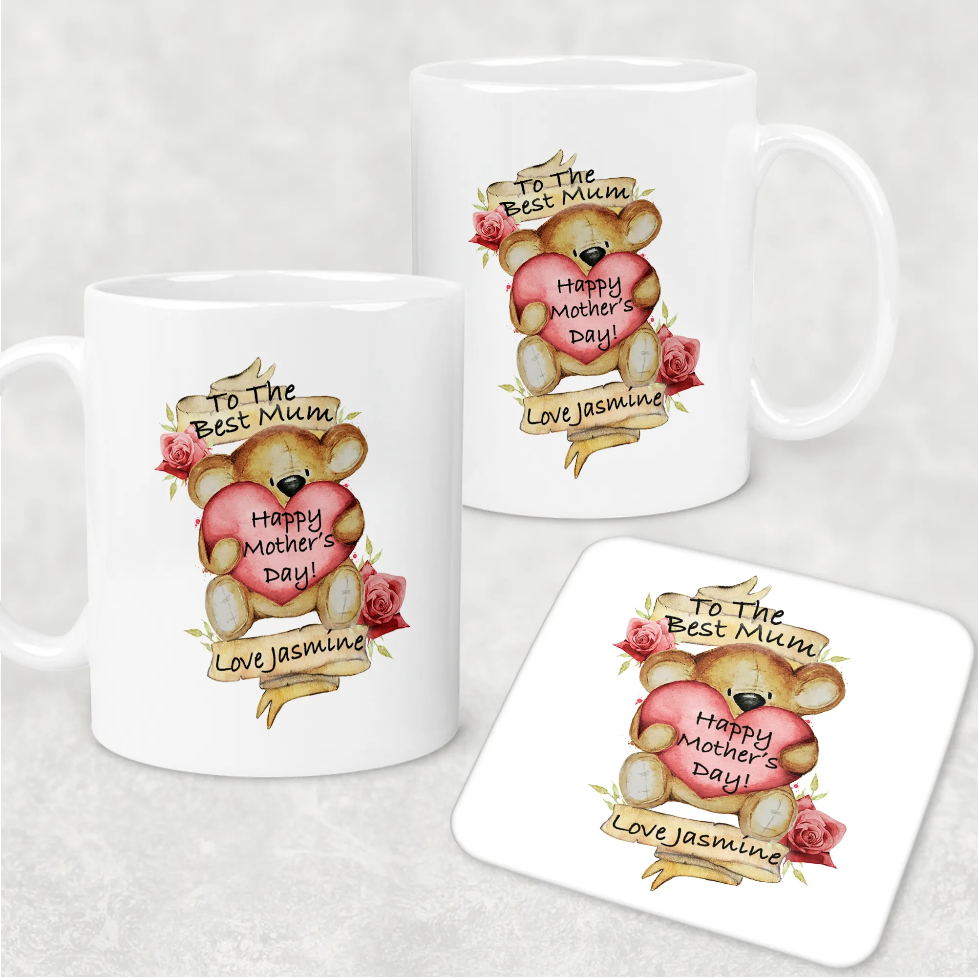 Best Mum Teddy Mother's Day Personalised Mug & Coaster