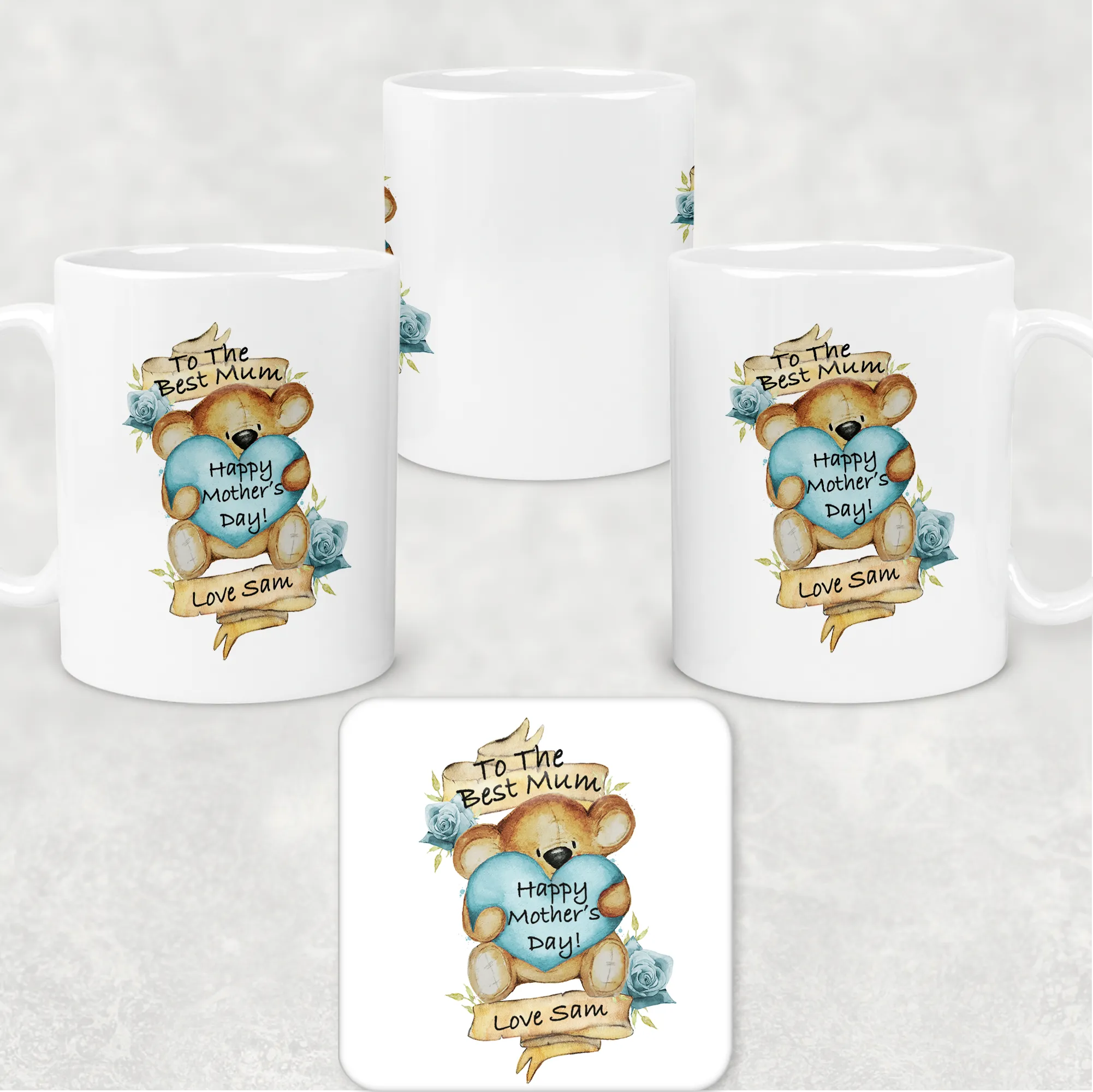 Best Mum Teddy Mother's Day Personalised Mug & Coaster