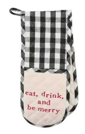 Black Plaid Oven Double Mitt