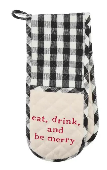 Black Plaid Oven Double Mitt